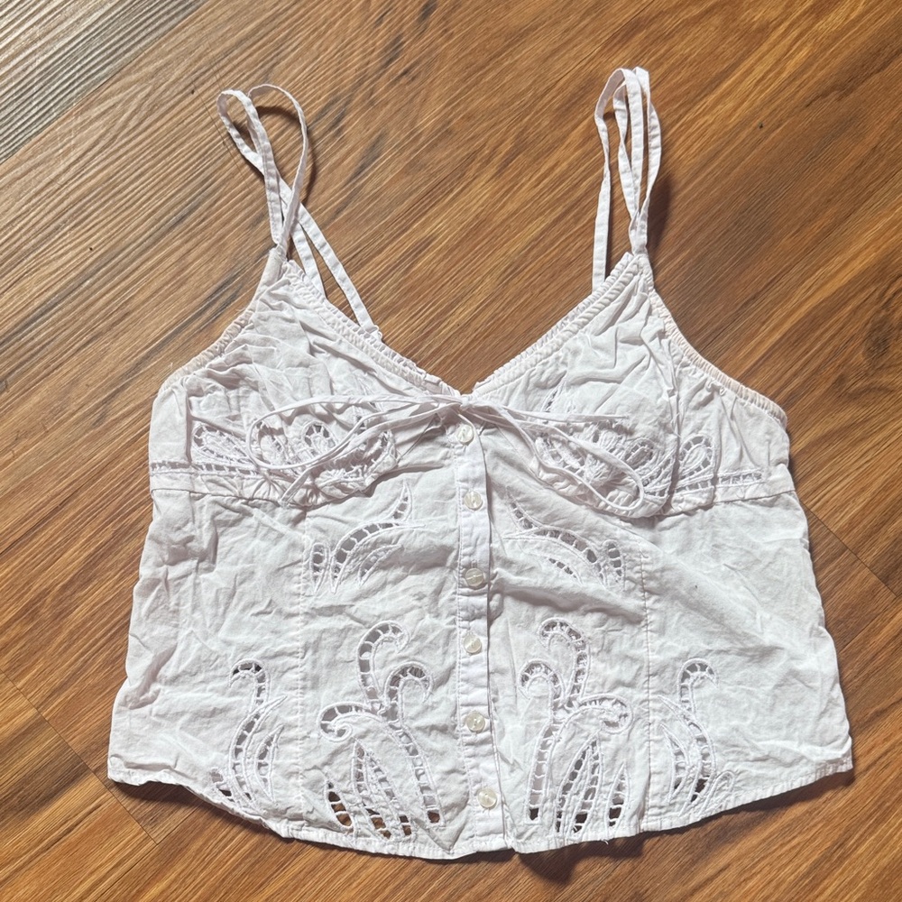 Free people light Pink Eyelet Button-Front Cami Top